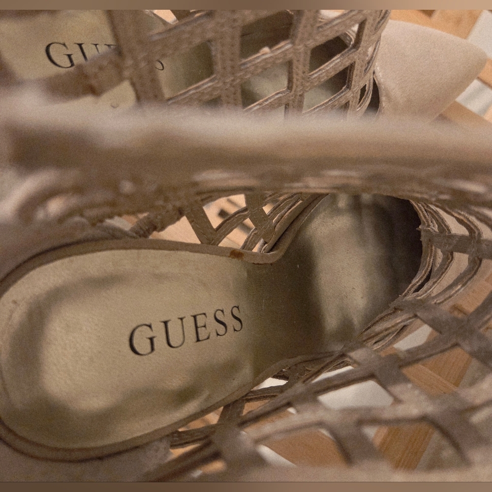 GUESS Lattice Pointed Toe Heeled Booties - Picture 5 of 7